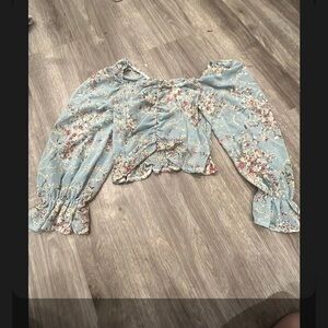 Light Blue Floral Blouse